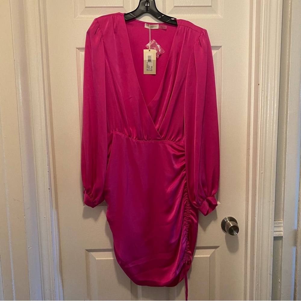 Ramy Brook “Foxy” Long‑Sleeve Mini Dress – Elpin (Electric Pink) – Size 8 – NWT - Picture 4 of 9